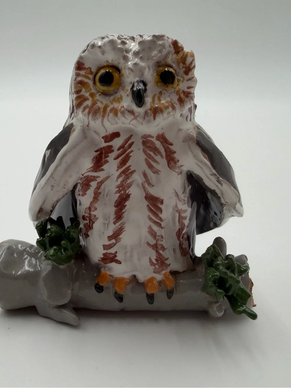 Vintage collection of five small, hand-painted ceramic/porcelain owl figurines